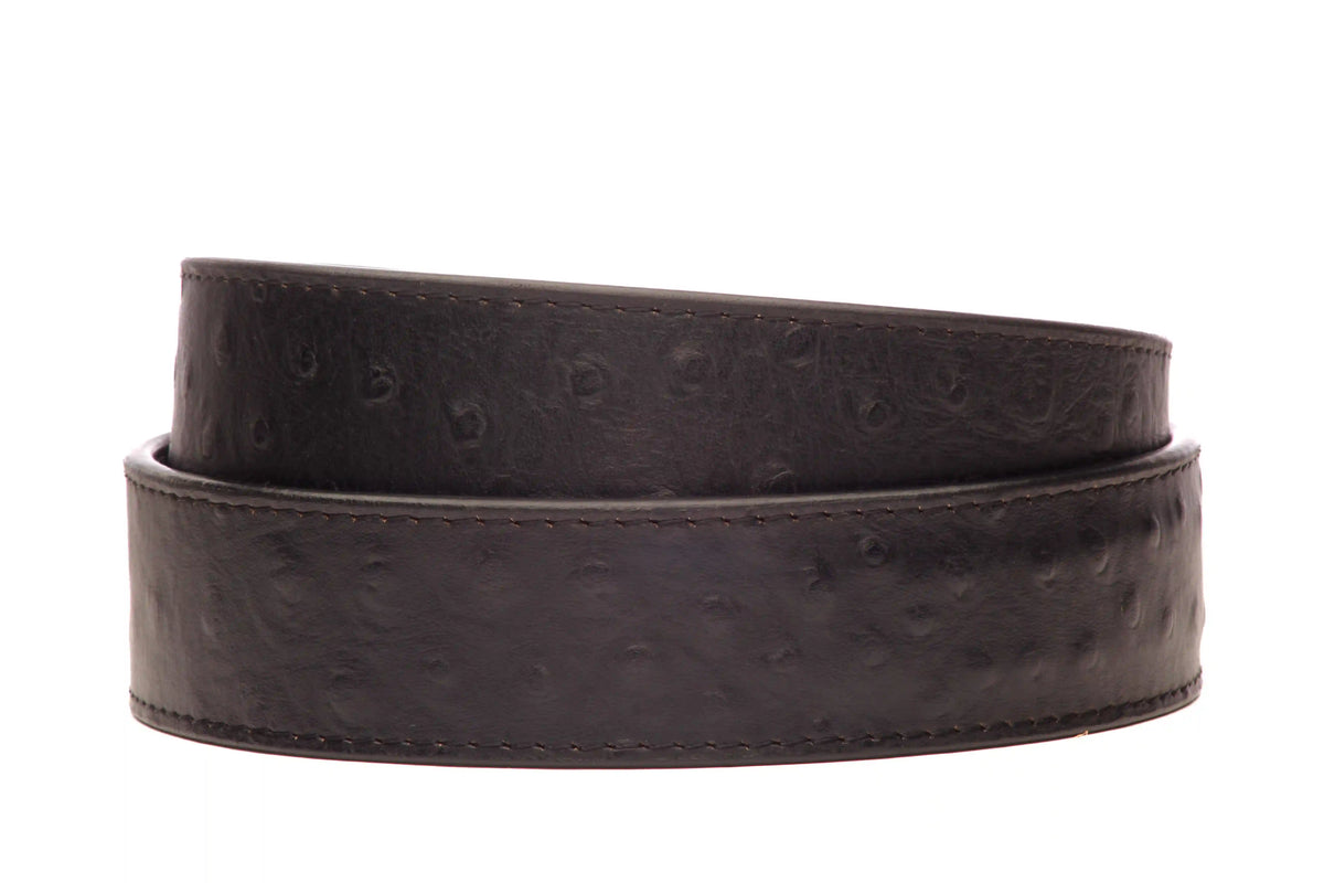1.5" Black Ostrich-Embossed Leather Strap