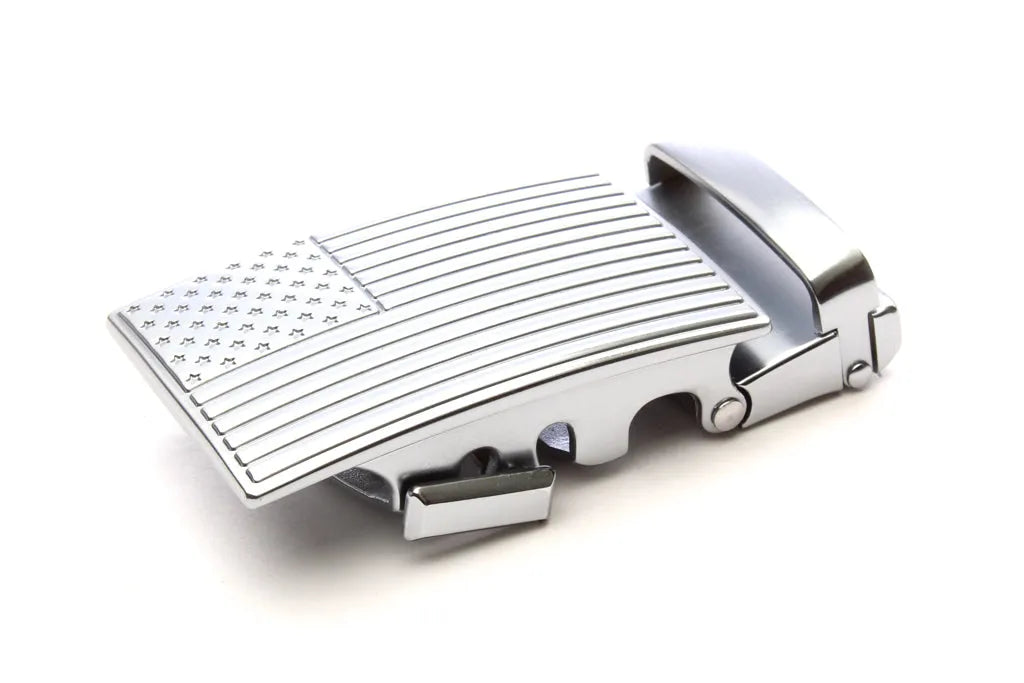 1.5" USA Flag Buckle in Silver