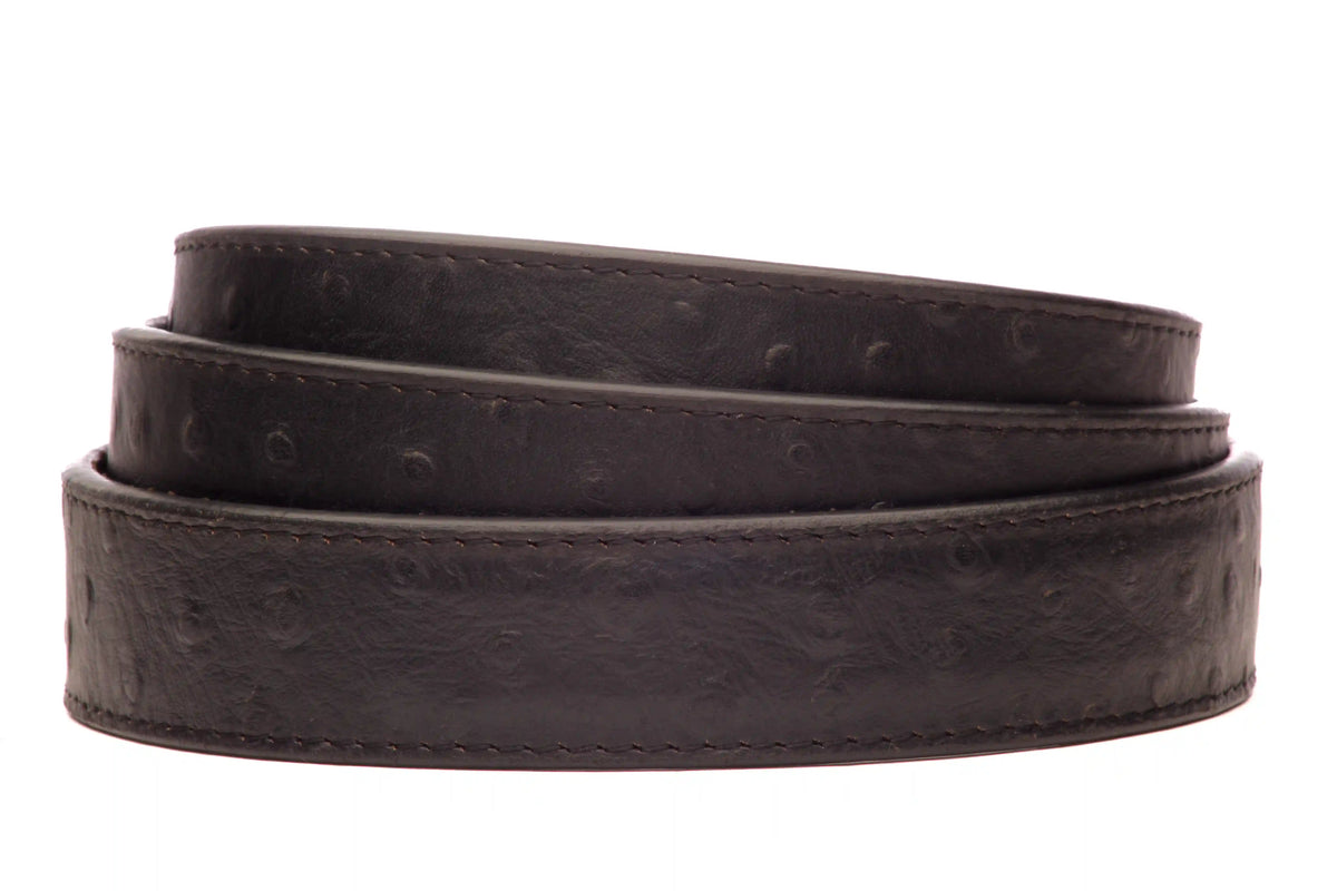 1.25" Black Ostrich-Embossed Leather Strap