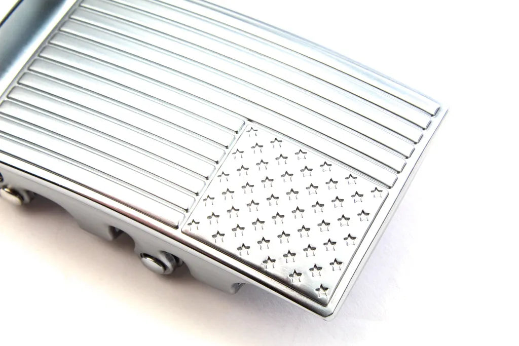1.5" USA Flag Buckle in Silver