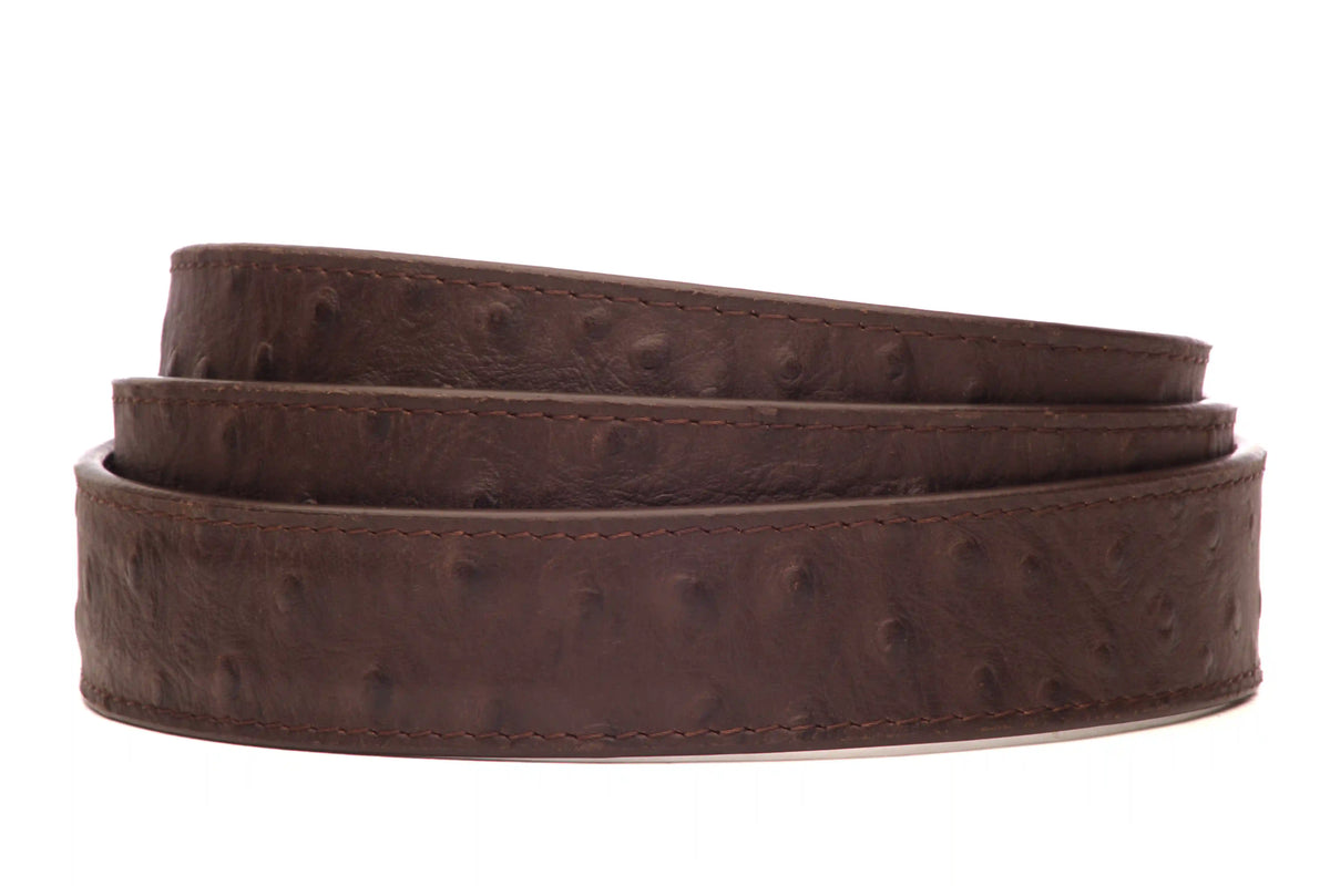 1.25" Brown Ostrich-Embossed Leather Strap
