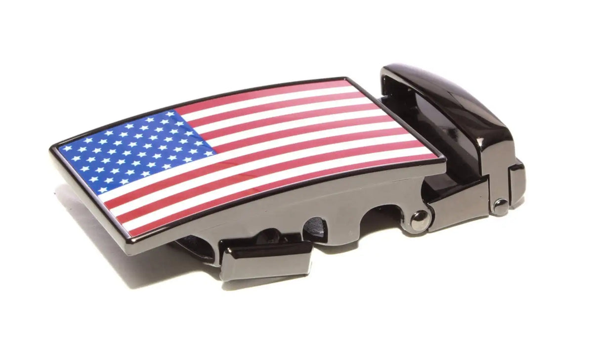 1.5" USA Flag Buckle - Full Color - in Smoked Gunmetal