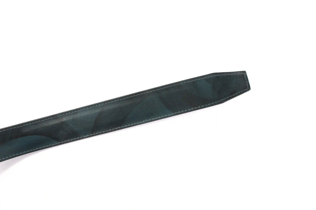 Blackened Blue Marbled Buffalo Leather Strap