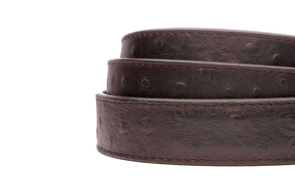 1.25" Black Ostrich-Embossed Leather Strap