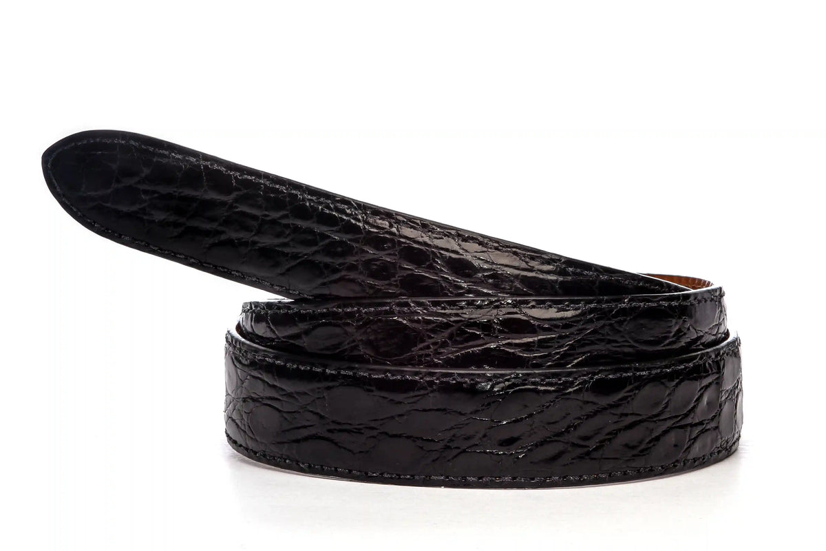1.25" Black Crocodile Strap