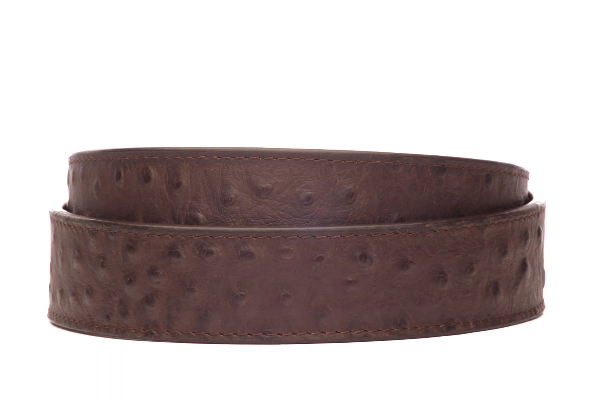1.5" Brown Ostrich-Embossed Leather Strap