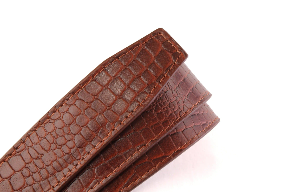 1.5" Dark Chili Crocuffalo Vegetable Tanned Leather Strap