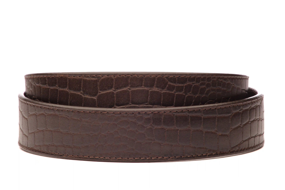 1.5" Brown Crocuffalo Vegetable Tanned Leather Strap