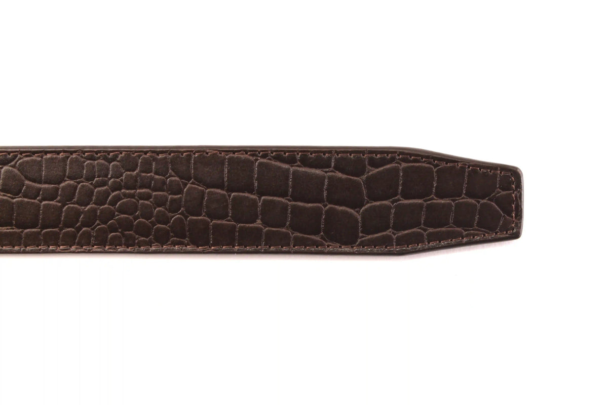 1.5" Brown Crocuffalo Vegetable Tanned Leather Strap