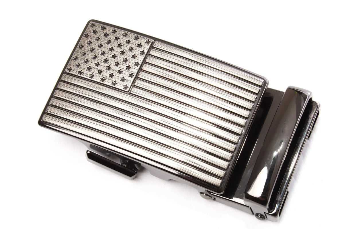 1.5" USA Flag Buckle in Smoked Gunmetal