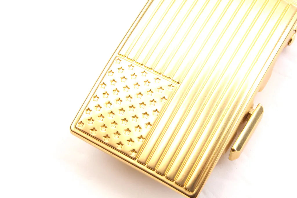 1.5" USA Flag Buckle in Gold