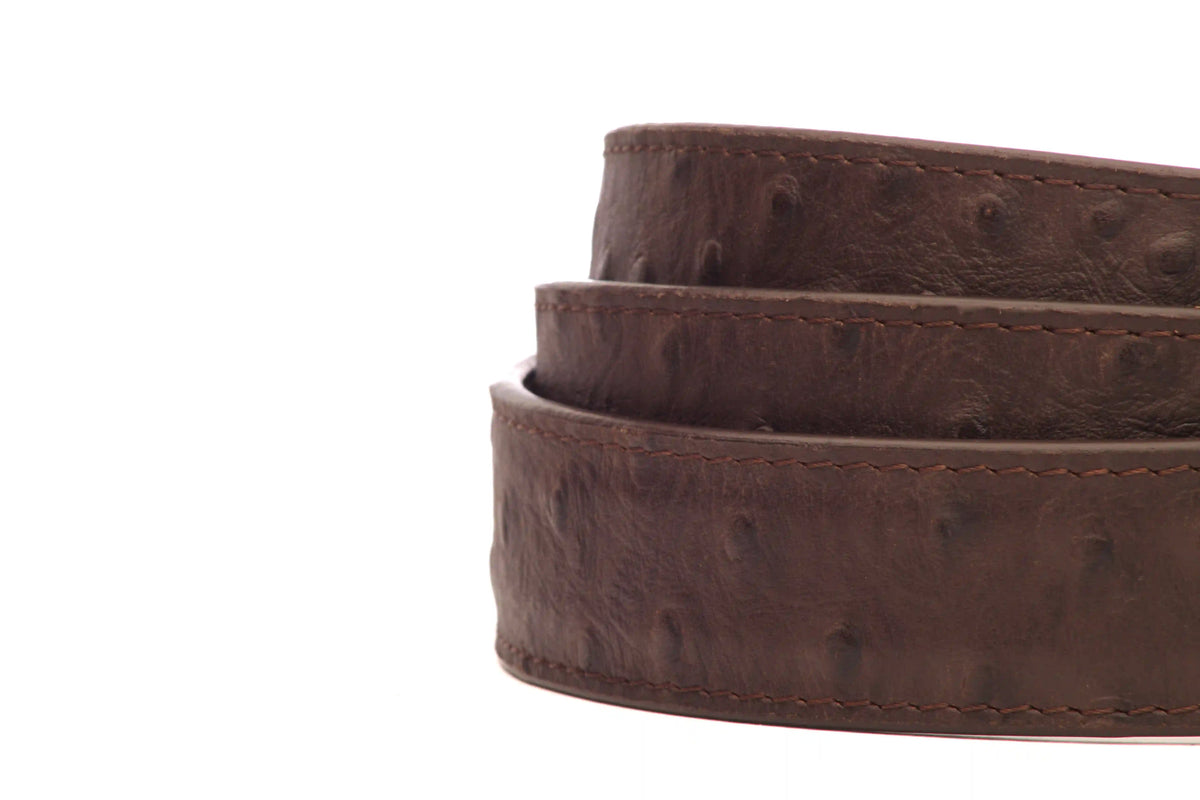 1.25" Brown Ostrich-Embossed Leather Strap
