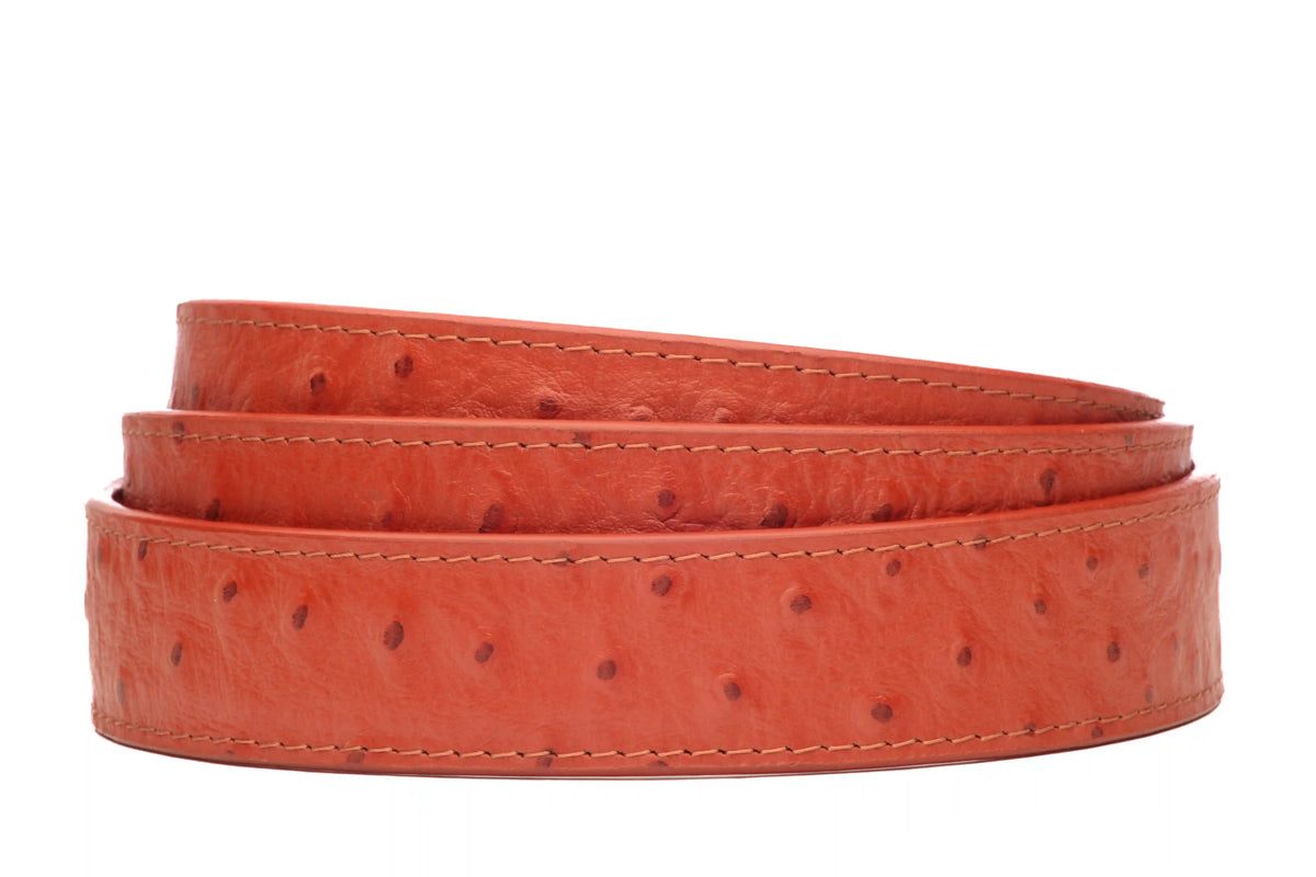 1.25" Cognac Ostrich-Embossed Leather Strap