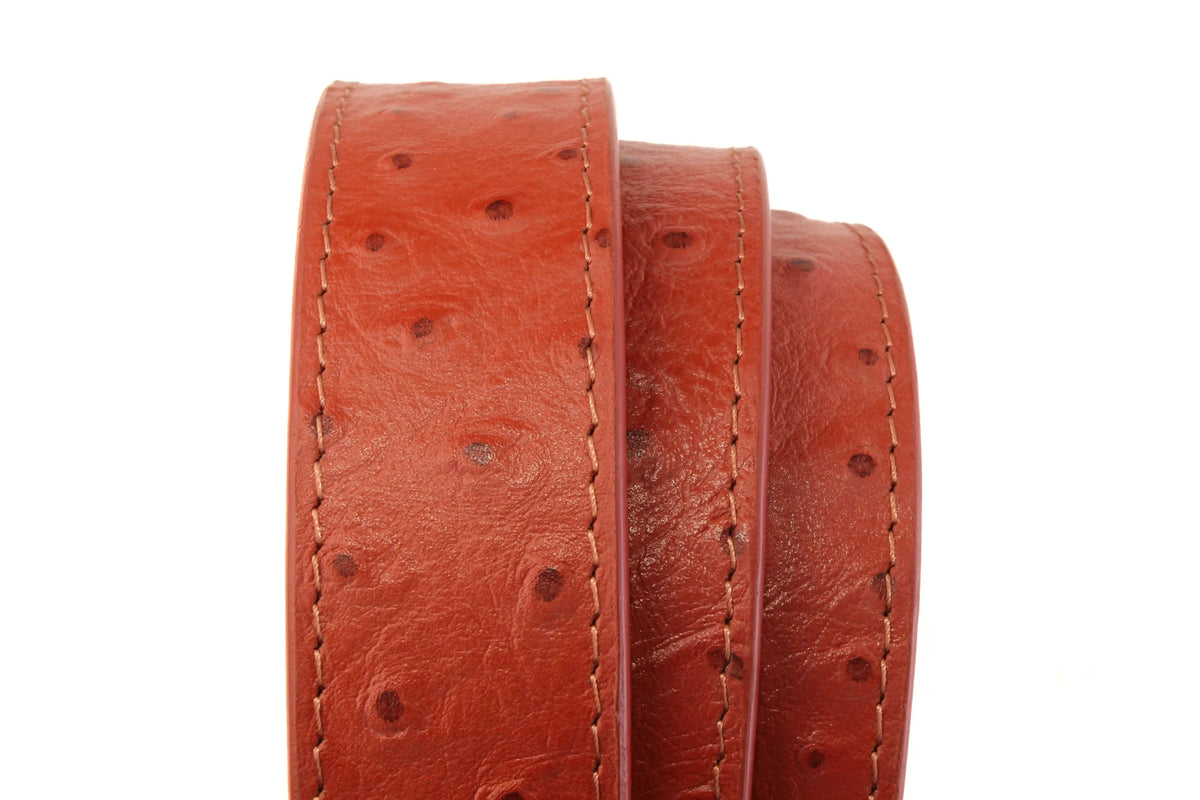 1.25" Cognac Ostrich-Embossed Leather Strap