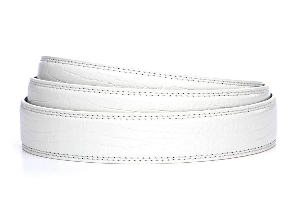 1.25" White Faux Gator Strap