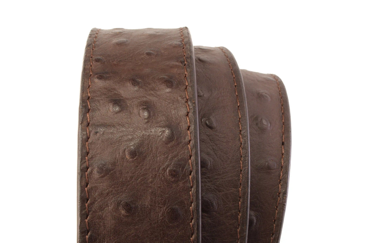 1.5" Brown Ostrich-Embossed Leather Strap