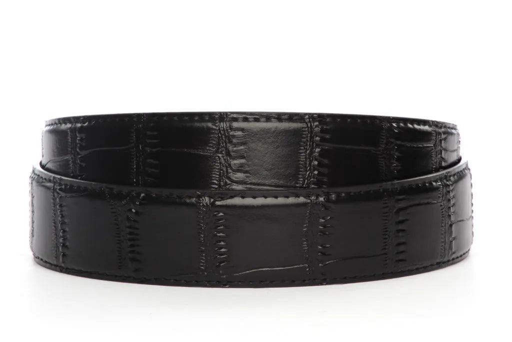 1.5" Black Faux Croc Strap